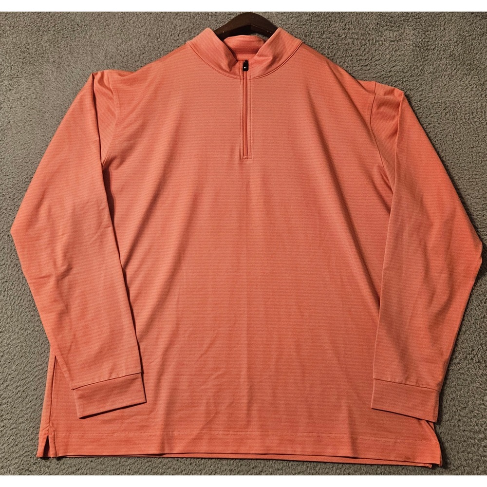 FootJoy 1/4 Zip Golf Pullover Men's 2XL Pink Striped Performance Sweater FJ Logo